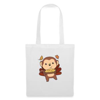 thanksgiving day outfits turkey monkey with pie - Tote Bag - white - Front