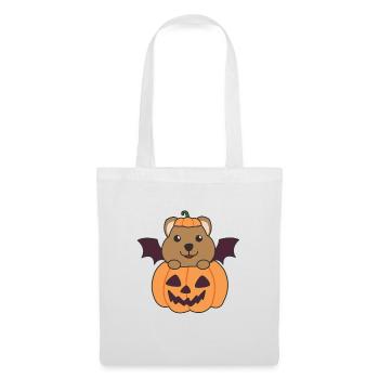 Quokka Halloween Costume de chauve-souris à la citrouille - Sac en tissu - blanc - Devant