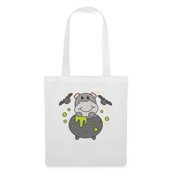 Hippo Happy Halloween Cauldron Bat - Tote Bag - white - Front