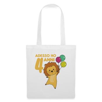 Enfants 4ème anniversaire Léo 4 ans Lion - Sac en tissu - blanc - Devant