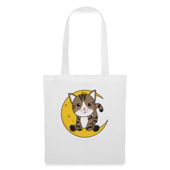 Moon cat cute animals for kids for the night - Tote Bag - white - Front