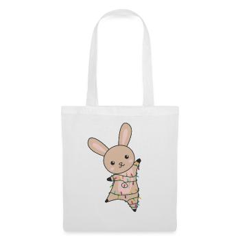 Hase fröhliche Weihnachten Winter Tiere Hasen - Stoffbeutel - Weiß - Vorne