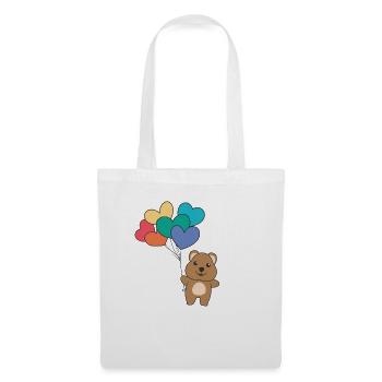 Regenbogen Herzen Pride LGBTQ Luftballons Quokka - Stoffbeutel - Weiß - Vorne