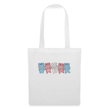 Drapeau transgenre Fierté LGBTQ Mignon Hippopotame - Sac en tissu - blanc - Devant
