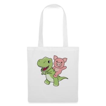 Promenades en cochon sur le dino sucré T-Rex avec des cochons - Sac en tissu - blanc - Devant