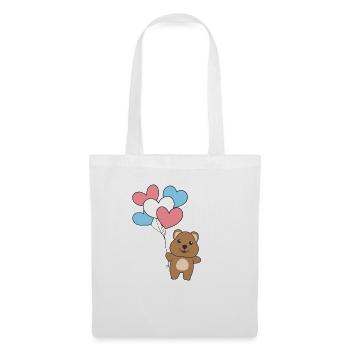 Transgender Flagge Ballon Herz Pride LGBTQ Quokka - Stoffbeutel - Weiß - Vorne