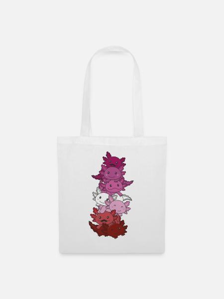 Lipstick Lesbische Flagge June Pride LGBTQ Axolotl - Stoffbeutel - Weiß