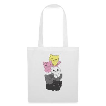 queerplatonic flag pride LGBTQ cute cat pile - Tote Bag - white - Front