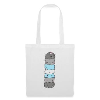 Demiboy Flag Pride LGBTQ Cute Hippo - Tote Bag - white - Front