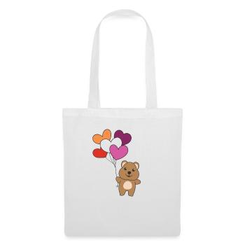 Lesbische Flagge Ballon Herzen Pride LGBTQ Quokka - Stoffbeutel - Weiß - Vorne