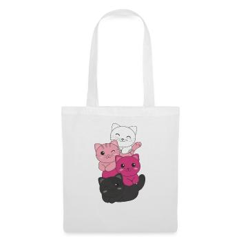 transfem Flag Pride LGBTQ cute cat pile - Tote Bag - white - Front
