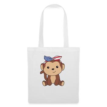 4. Juli amerikanischer Affe für Kinder USA Affe - Stoffbeutel - Weiß - Vorne