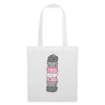 Demigirl Flag Pride LGBTQ Cute Hippo - Tote Bag - white - Front