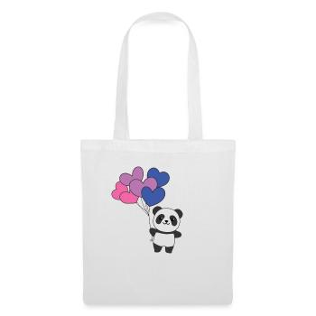 Bi Flagge Ballon Herzen Pride LGBTQ Panda - Stoffbeutel - Weiß - Vorne