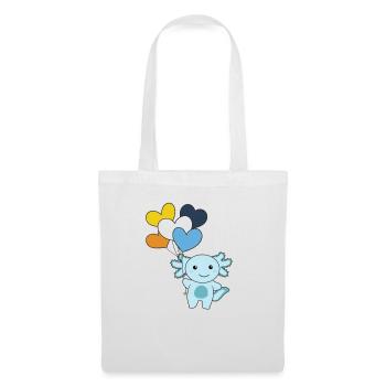 Aroace Flagge Ballon Herz Pride LGBTQ Axolotl - Stoffbeutel - Weiß - Vorne