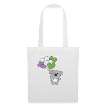 Genderqueer Flagge Ballon Herzen Pride LGBTQ Koala - Stoffbeutel - Weiß - Vorne