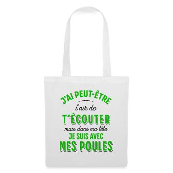 Poules Cadeau Humour Potager Citation Jardin Drôle - Sac en tissu - blanc - Devant