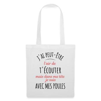 Poules Cadeau Humour Potager Citation Jardin Drôle - Sac en tissu - blanc - Devant