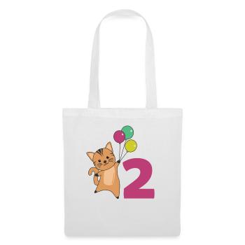 Ballons de deuxième anniversaire de chat pour enfants - Sac en tissu - blanc - Devant
