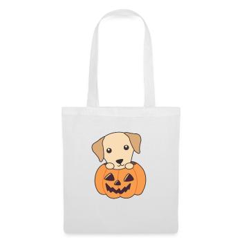 Labrador à la citrouille Chiens mignons Joyeux Halloween - Sac en tissu - blanc - Devant