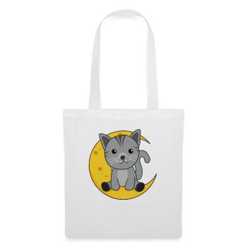 Moon cat cute animals for kids for the night - Tote Bag - white - Front