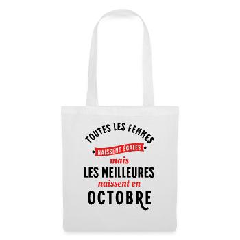 Dicton Anniversaire Octobre Année Naissance Slogan - Sac en tissu - blanc - Devant