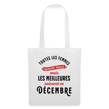 Dicton Anniversaire Décembre Année Naissance Drôle - Sac en tissu - blanc - Devant
