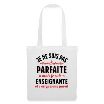 Enseignante Cadeau Professeure Citation Rigolo - Sac en tissu - blanc - Devant