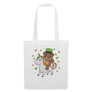 Ours avec licorne Saint-Patrick Irlande Chance - Sac en tissu - blanc - Devant