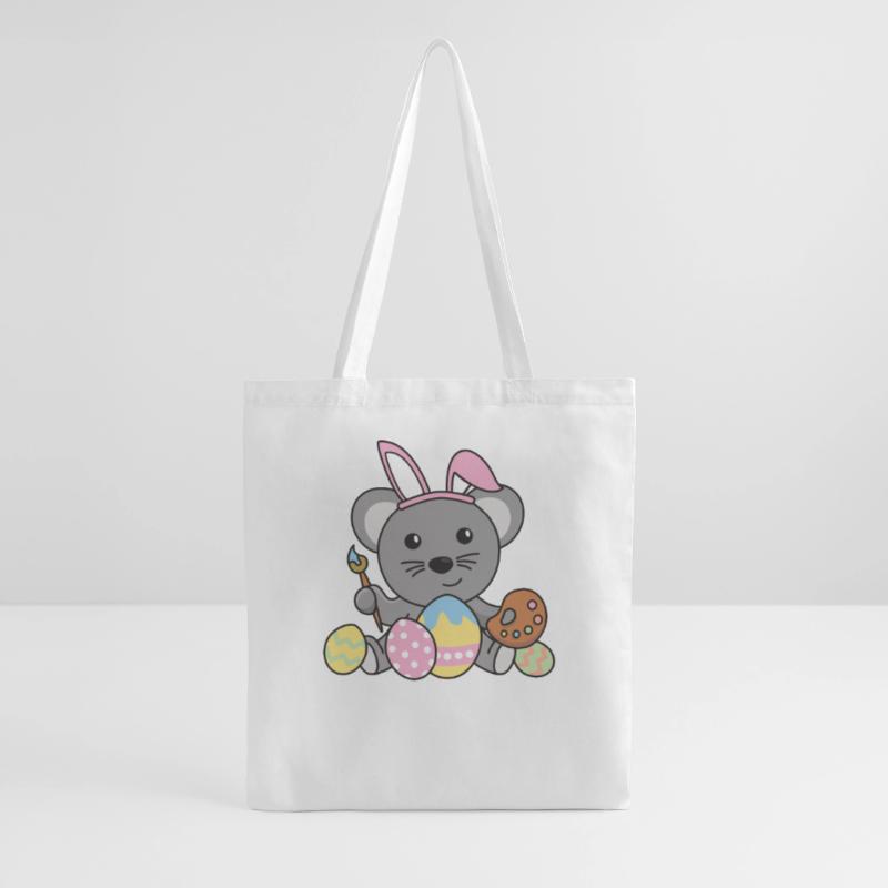 Happy Easter Cute Mouse Easter with Easter Eggs Tote Bag