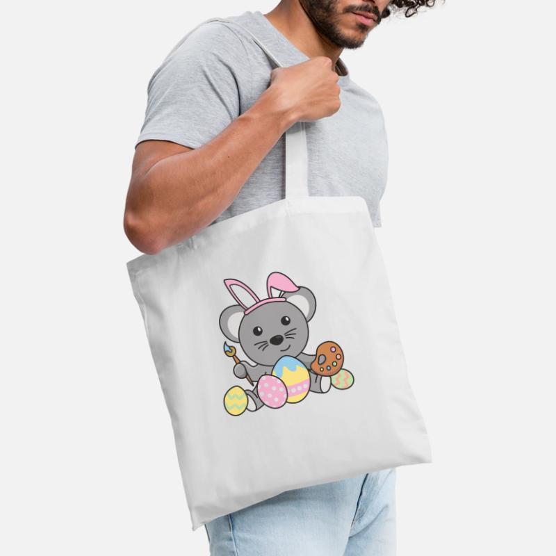 Happy Easter Cute Mouse Easter with Easter Eggs Tote Bag