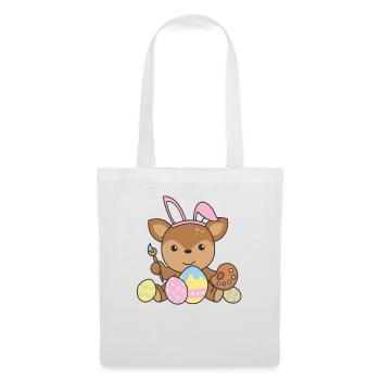 happy easter sweet deer Easter with Easter eggs - Tote Bag - white - Front