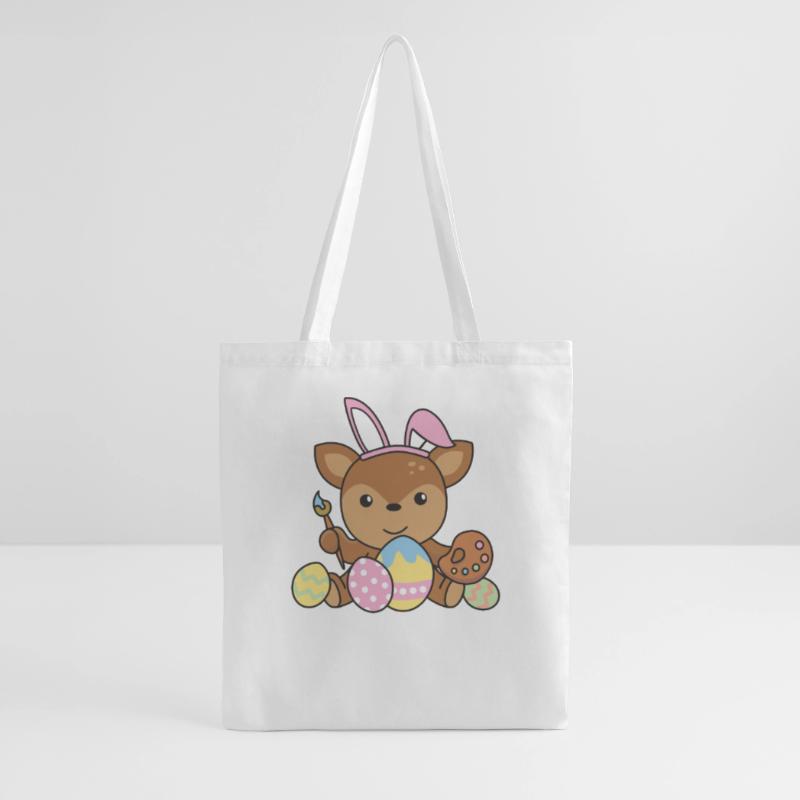 happy easter sweet deer Easter with Easter eggs Tote Bag