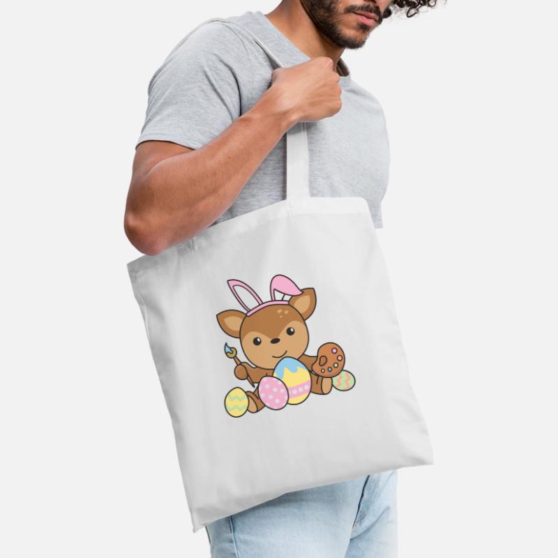 happy easter sweet deer Easter with Easter eggs Tote Bag