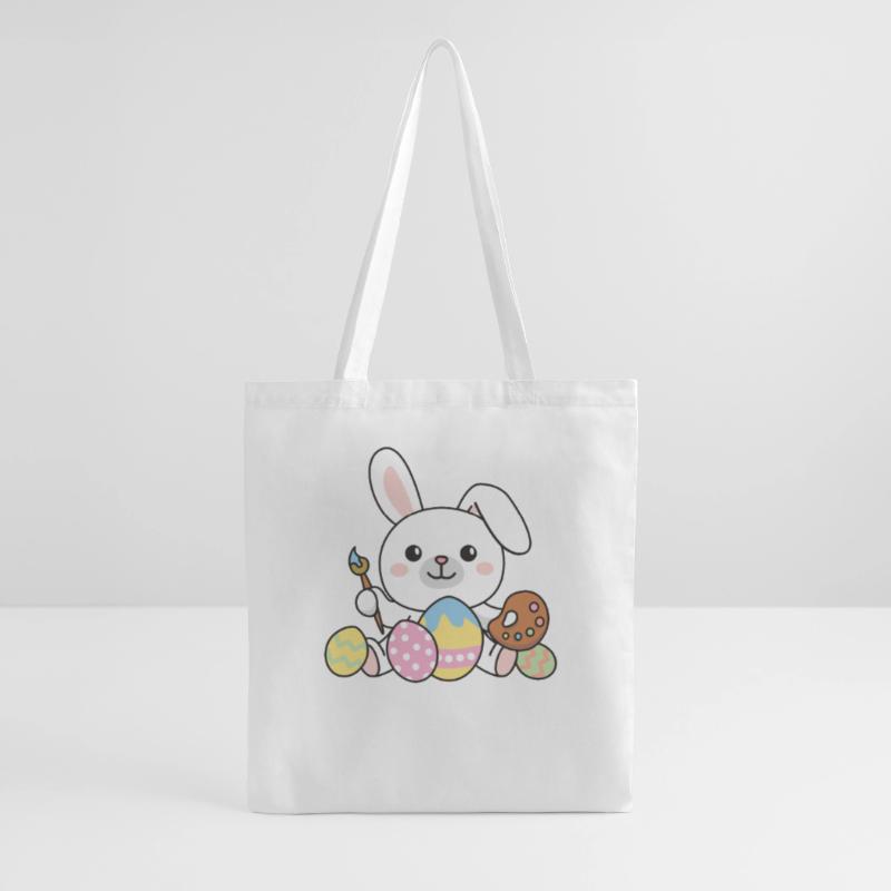 happy easter cute bunny Easter with Easter eggs Tote Bag