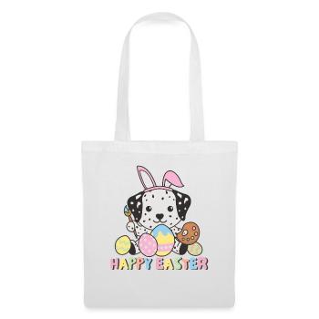joyeuses Pâques douces dalmates avec - Sac en tissu - blanc - Devant