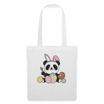 happy easter cute panda Easter with Easter eggs - Tote Bag - white - Front