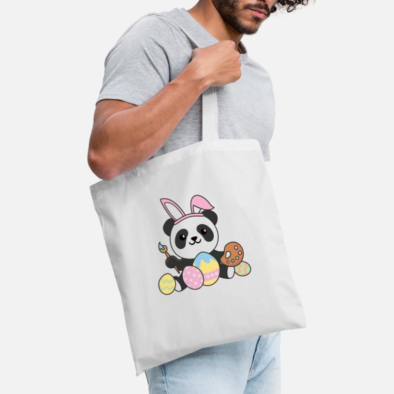 happy easter cute panda Easter with Easter eggs Tote Bag