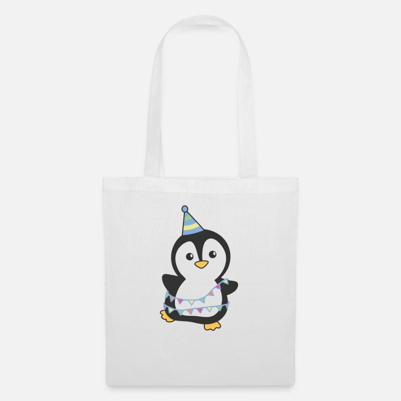 Pinguin zum Geburtstag für Kinder ein Geschenk - Stoffbeutel - Weiß