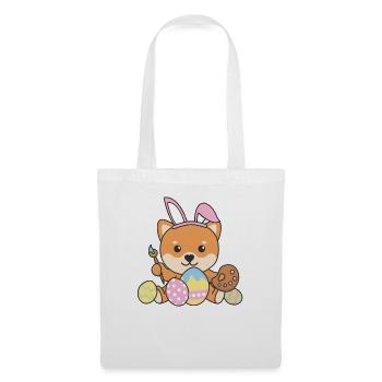 joyeuses Pâques sucrées Shiba Inu Pâques avec œufs de Pâques - Sac en tissu - blanc - Devant