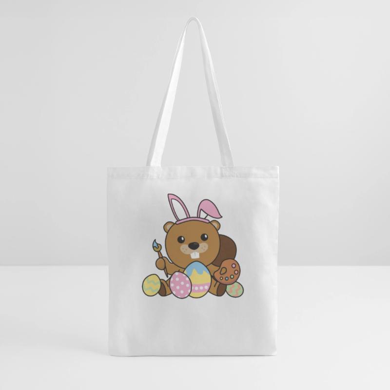 happy easter sweet beaver Easter with Easter eggs Tote Bag