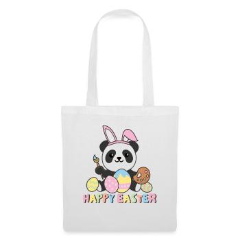 happy easter cute panda Easter with Easter eggs - Tote Bag - white - Front
