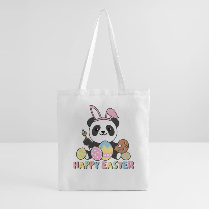 happy easter cute panda Easter with Easter eggs Tote Bag