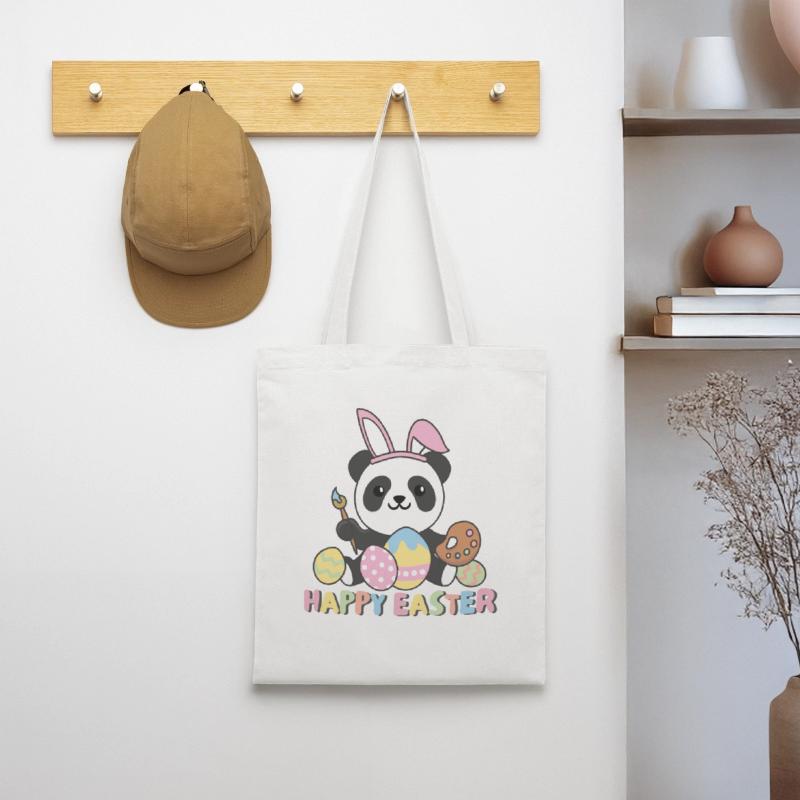 happy easter cute panda Easter with Easter eggs Tote Bag