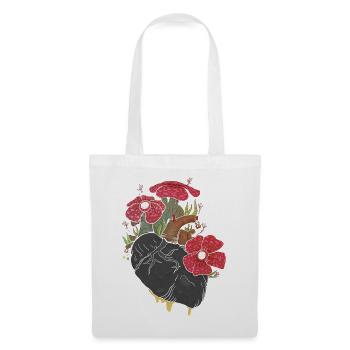 Anatomisches Herz und Blumen - Stoffbeutel - Weiß - Vorne