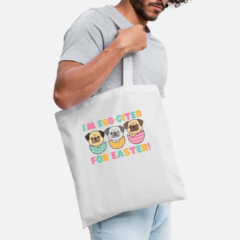cute dogs at Easter with Easter eggs pug Tote Bag