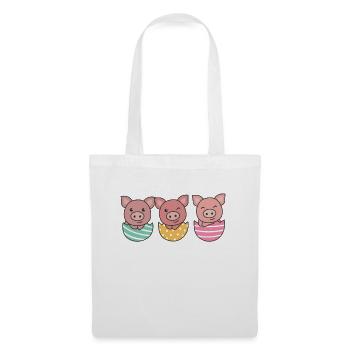 cochons doux à Pâques avec œufs de Pâques porc - Sac en tissu - blanc - Devant