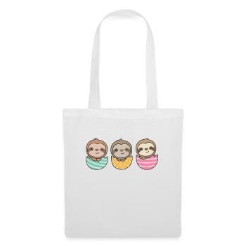 paresseux mignons à Pâques avec des œufs de Pâques paresseux - Sac en tissu - blanc - Devant