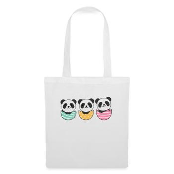 süße Pandas zu Ostern mit Ostereiern Panda - Stoffbeutel - Weiß - Vorne
