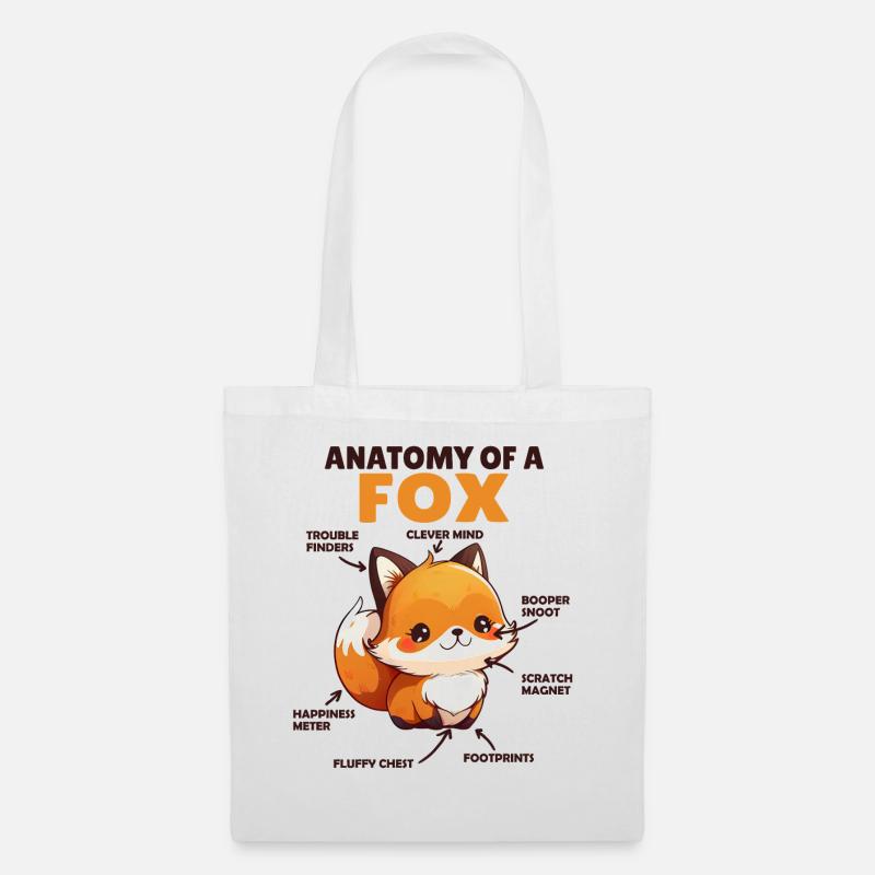 Explication du renard mignon Anatomie d’un renard - Sac en tissu - blanc